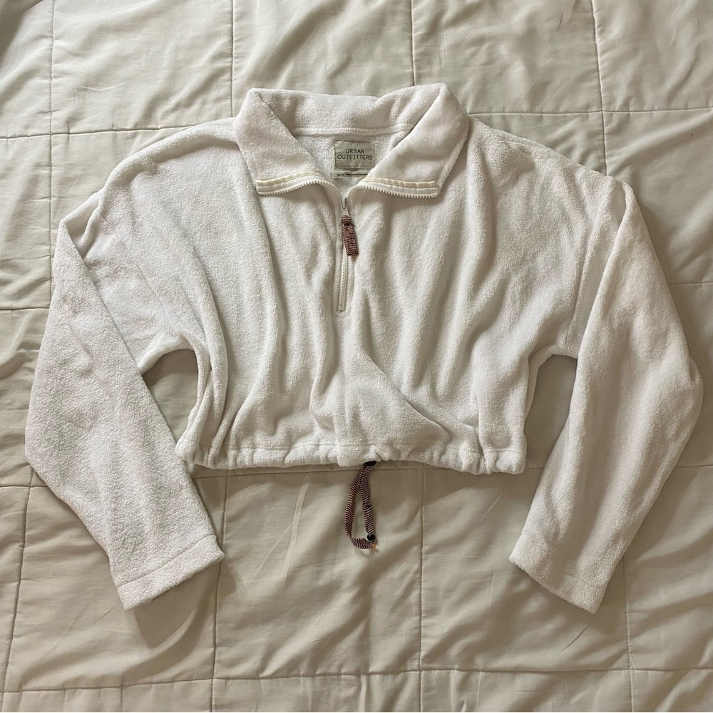 Urban Outfitters White Quarter-Zip Pullover